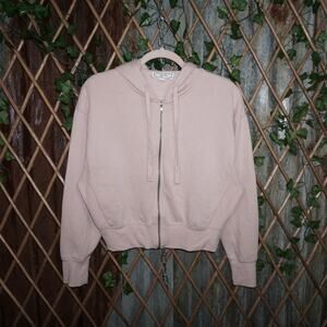 Small - hippie rose cropped long sleeve zip up femme hoodie